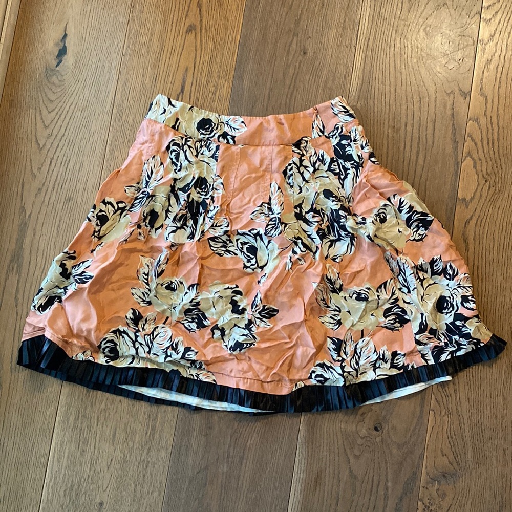 Pink and black silk skirt